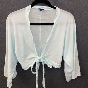 Blue Life mint tie front top